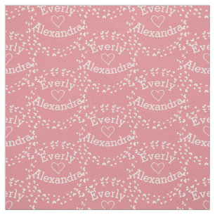 Modern Pink Retro Personalized Fabric