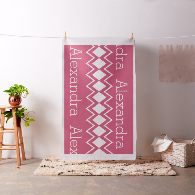 Modern Pink Retro Personalized Fabric (In Situ)