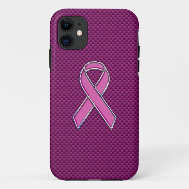 Modern Pink Ribbon Awareness Design Case-Mate iPhone Case (Back)