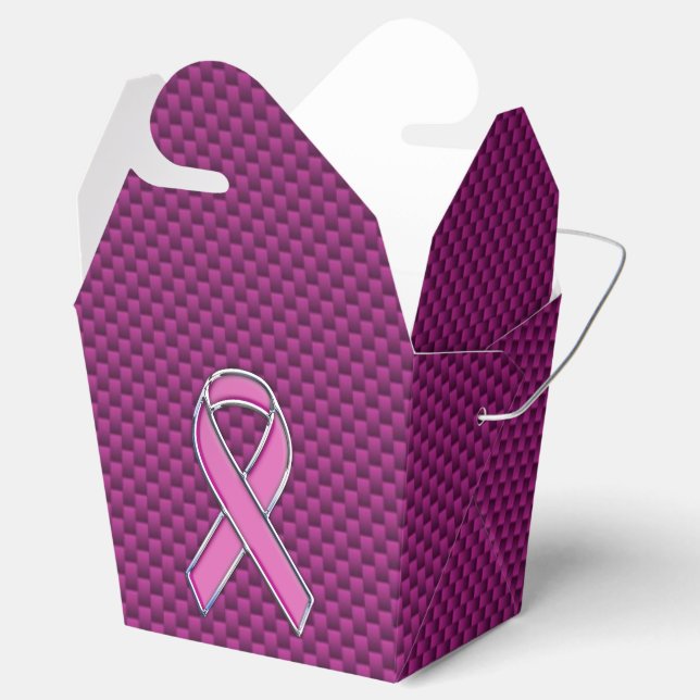 Modern Pink Ribbon Awareness Design Favor Box (Opened)