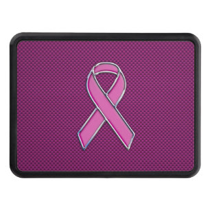 Modern Pink Ribbon Awareness Design Trailer Hitch Cover