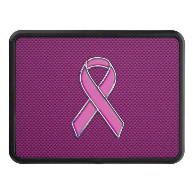 Modern Pink Ribbon Awareness Design Trailer Hitch Cover (Front)