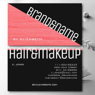 Modern Pink Rosé Black Black Triangle Two Coloured Business Card