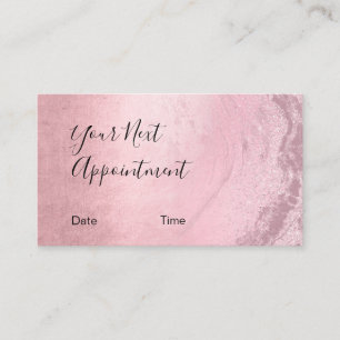 Modern pink rose gold glitter makeup artist appointment card