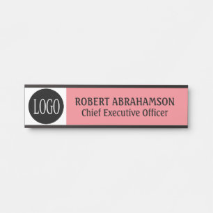 Modern Pink Rose Your Logo Office Door Signs Sign