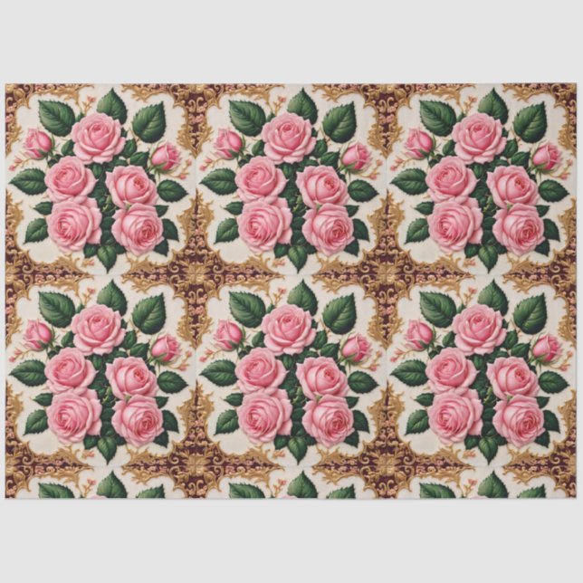 Modern Pink Roses Beautiful Collection Tissue Paper (Front)