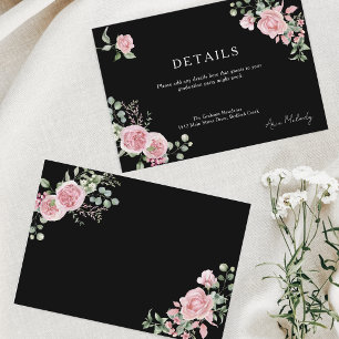 Modern Pink Roses Details Graduation Enclosure Card