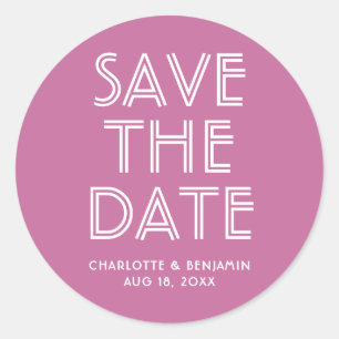 Modern Pink Save The Date Sticker