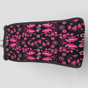 Modern Pink Scandinavian Floral Pattern Golf Head Cover