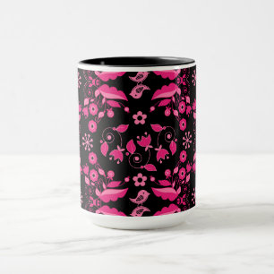 Modern Pink Scandinavian Floral Pattern Mug