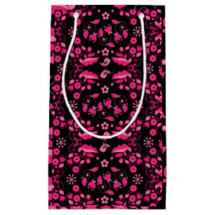 Modern Pink Scandinavian Floral Pattern Small Gift Bag