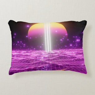 Modern pink sci fi pop art scene3 accent pillow