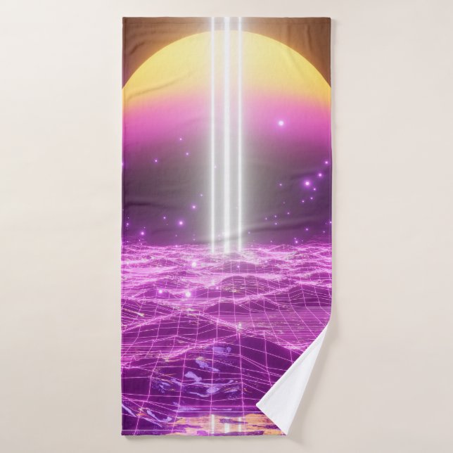Modern pink sci fi pop art scene3 bath towel (Bath Towel)