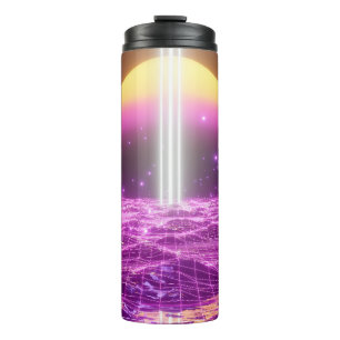 Modern pink sci fi pop art scene3 thermal tumbler