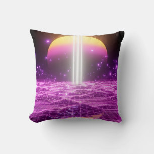 Modern pink sci fi pop art scene3 throw pillow