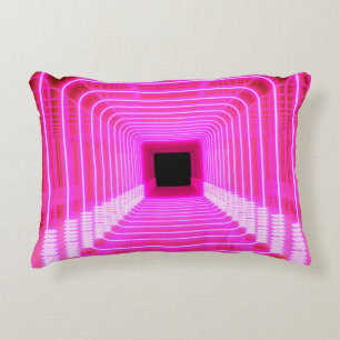 Modern pink sci fi pop art scene accent pillow