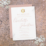 Modern Pink Script Bat Mitzvah Invitation<br><div class="desc">Featuring rose pink script signature name. Personalise with your special Bat Mitzvah information in chic pretty pink lettering on this stylish design. Designed by Thisisnotme©</div>