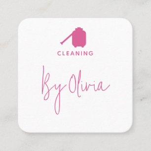 Modern Pink Script Cleaning Service  Square Business Card