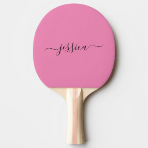 Modern pink script name ping pong paddle
