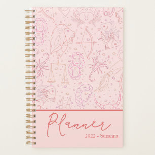 Modern Pink Script Personalize Astrology 2022 Planner