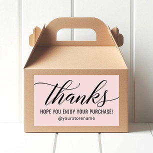 Modern Pink Script Thanks Enjoy Purchase Sticker