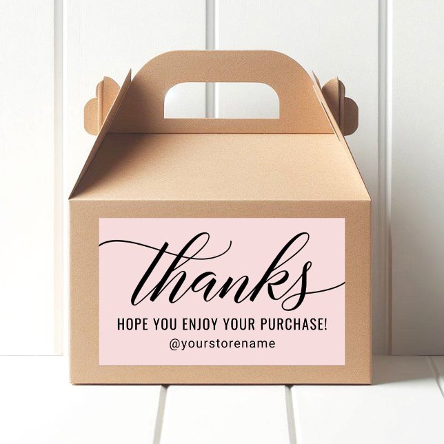 Modern Pink Script Thanks Enjoy Purchase Sticker (Creator Uploaded)