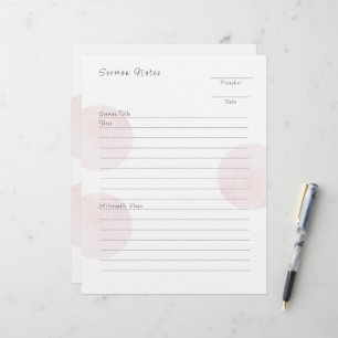 Modern Pink Sermon Notes  Letterhead