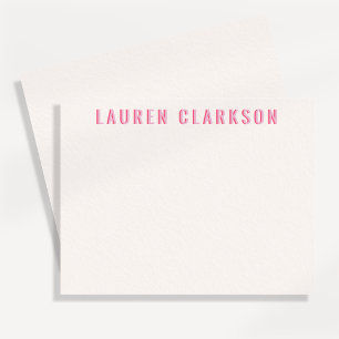 Modern Pink Shadow Name Personalized Note Card