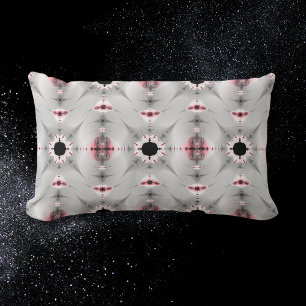 Modern Pink Silver Grey Fractal Pattern Lumbar Pillow