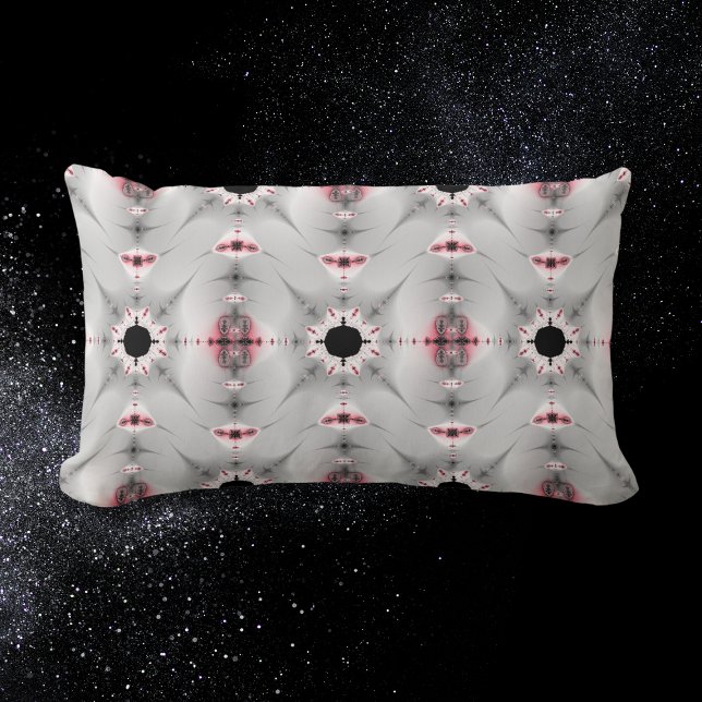 Modern Pink Silver Grey Fractal Pattern Lumbar Pillow (Creator Uploaded)
