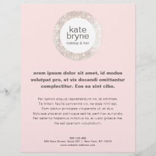 Modern Pink Silver Sequins Hair Salon Flyer