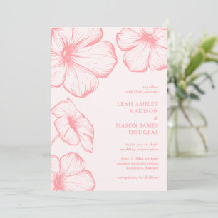 Modern Pink Simple Floral Elegant Wedding Invitation