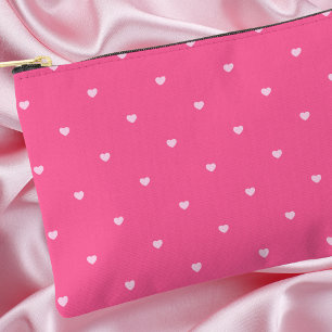 Modern Pink Simple Heart Pattern Accessory Pouch