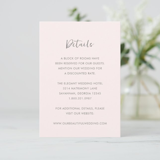 Modern Pink Simple Wedding Enclosure Card (Standing Front)