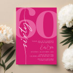 Modern Pink Sixty 60th Birthday Party Invitation<br><div class="desc">This minimalist typography 30th birthday party invitation is perfect for a modern birthday party. The simple design features classic white font on pink background. Customisable in any colour. Keep the design minimal and elegant, as is, or personalise it by adding your own graphics and artwork. For more advanced customisation of...</div>