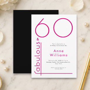 Modern Pink Sixty and Fabulous 60th Birthday Party Invitation