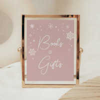 Modern Pink Snowflakes Baby Shower Books and Gifts
