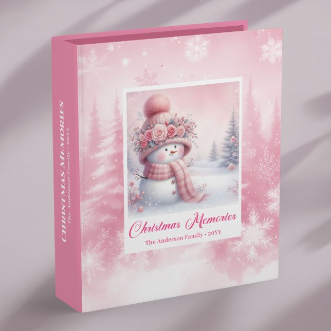 Modern Pink Snowman Winter Forest Christmas Memory Binder (Modern Pink Snowman Winter Forest Christmas Memory Album Binder

)