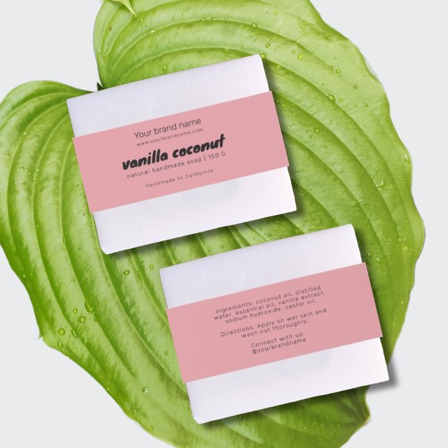 Modern pink soap packaging ingredients wrap label invitation belly band (Creator Uploaded)
