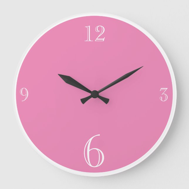 Modern Pink Solid colour Basic minimalist Large Clock (Front)