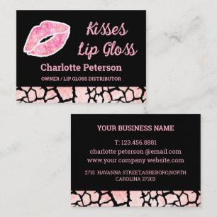 Modern Pink Sparkle Lip Gloss Business Card