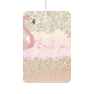 Modern Pink Sparkly Flamingo, Thank You Air Freshener