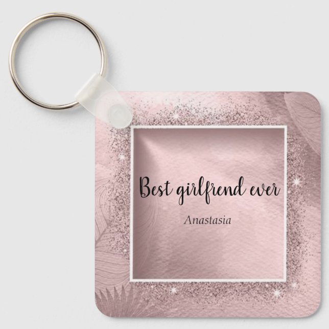 Modern Pink Sparkly  Keychain (Front)