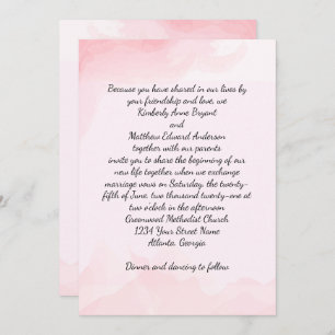 Modern Pink Splash Background Wedding Invitation