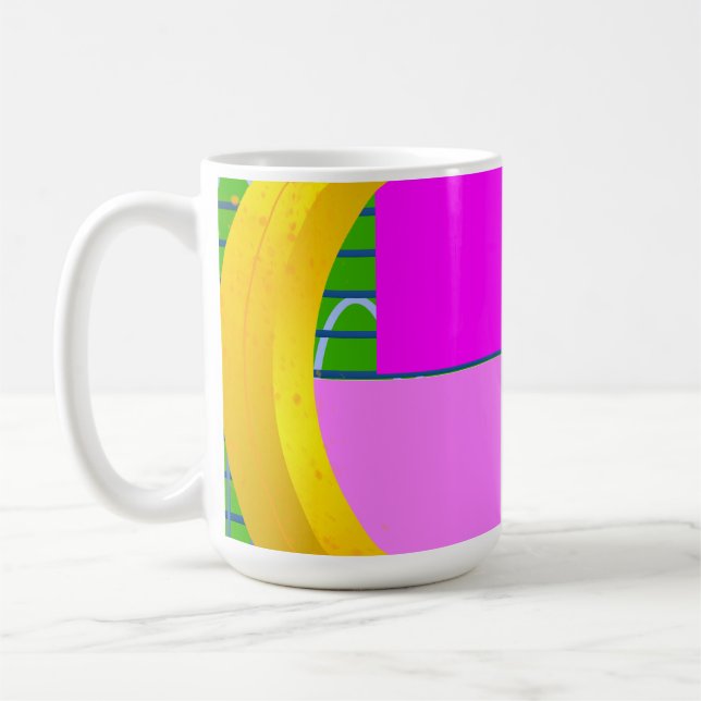 Modern Pink Squares Time Coffee Mug (Left)