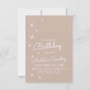 Modern Pink Stars Birthday Party Muted Colours Invitation