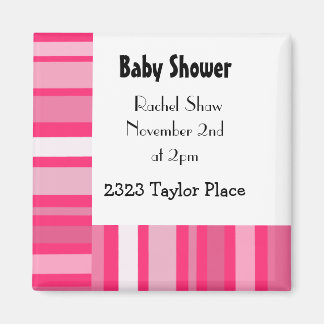 Modern Pink Stripe Baby Shower Magnet