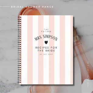 Modern Pink Stripe Bridal Shower Gift Recipe Notebook