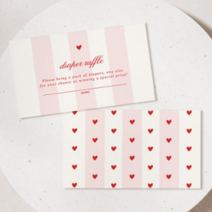 Modern Pink Stripe Heart Valentine Baby Shower Enclosure Card