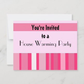 Modern Pink Stripe House Warming Party Invitation